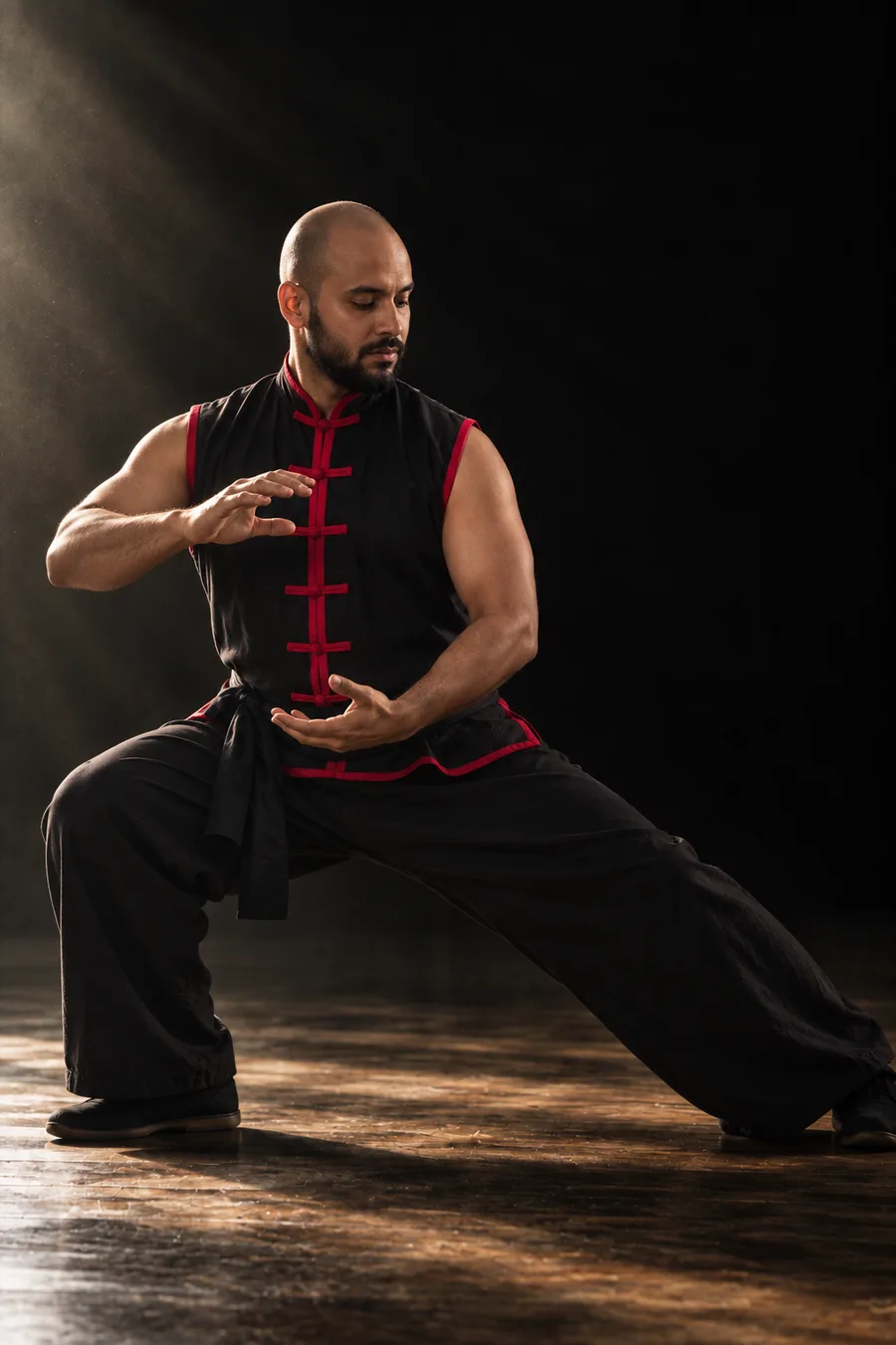 Praticante em postura de Tai Chi Chuan
